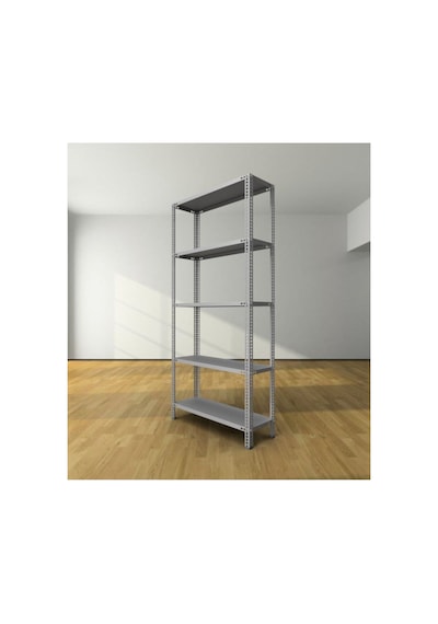Çelik Raf 31x93x200 Cm 5 Katlı Galvaniz Raf, Depo, Bakkal, Kiler, Dosya, Market, Kitaplık Rafı Gri