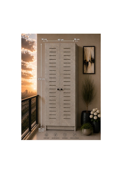 Flower Dolap Çok Amaçlı Kombi Dolabı Balkon Dolabı Kiler Dolabı Gri