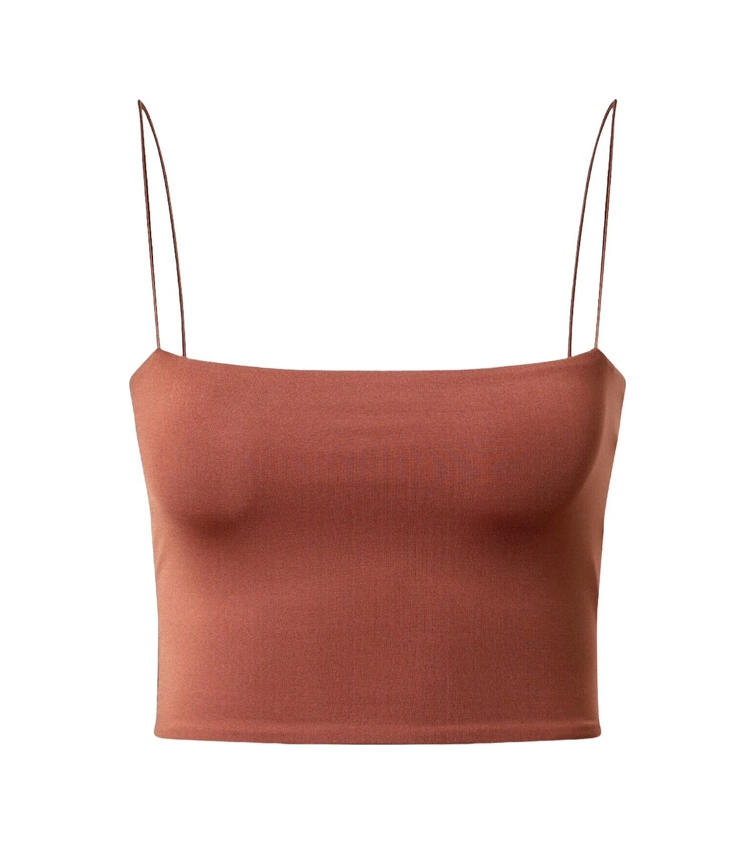 Mamayaga Kadın Askılı Şık Croptop Bluz Taba