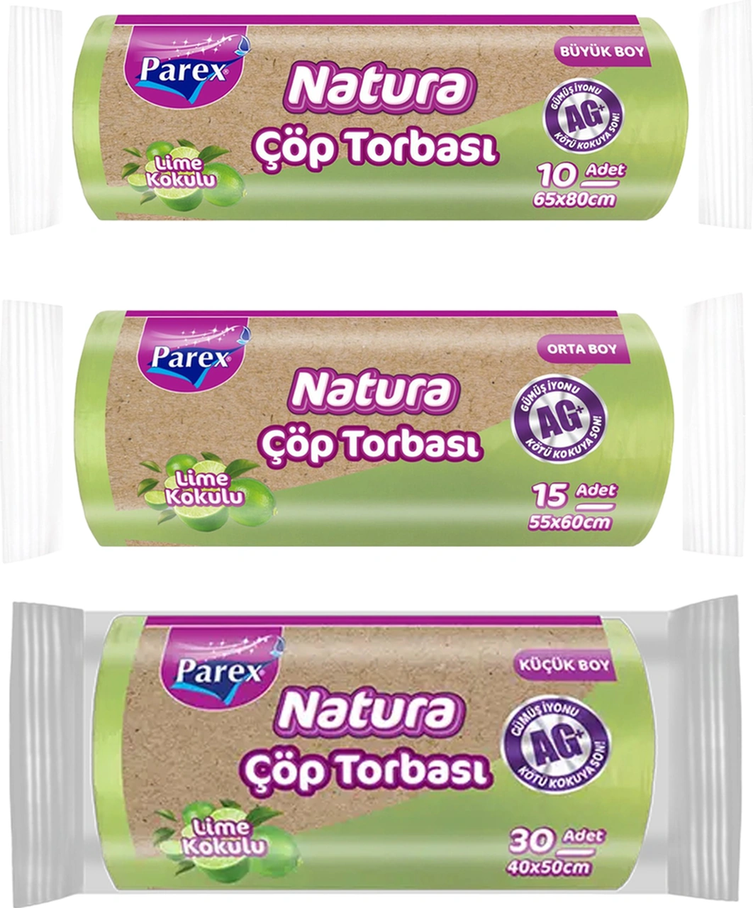 Natura Çöp Torbası Küçük Orta Büyük Boy 3'lü Paket