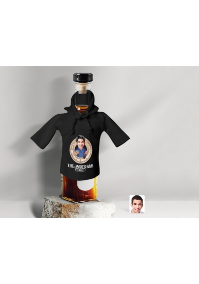 Bk Gift Kişiye Özel Karikatürlü Mini Siyah İçki Şişesi Tişörtü , Ev Bar Dekoru, Viski, Şarap, Votka, Rakı Şişesi Tişörtü, Ev Barı-14