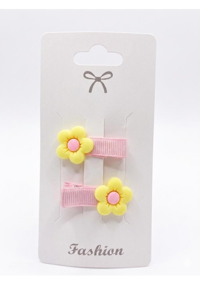 Tr Accesssorıes Çiçek Figürlü Kız Çocuk Saç Tokası, 2'li Set Sarı Diğer