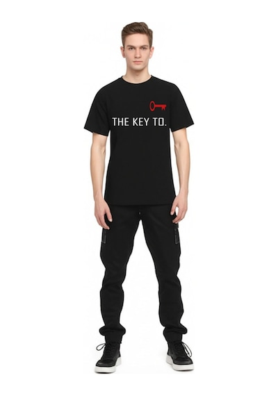 Nevermind Unisex Çift Erkek Kadın Tişört 2li Set Takım The Key To Baskılı Siyah