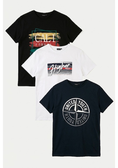 Buratti Pamuklu Baskılı 3'lü Paket T Shirt Erkek T Shirt 541s3 Siyah-lacivert-beyaz Siyah - Lacivert - Beyaz