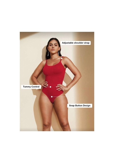 Womanandkids Night Kırmızı Seamless Zıbın Korse Çıtçıtlı BodyPush Up Etkili Karın Bel GöbekKadın Body Korse 9051