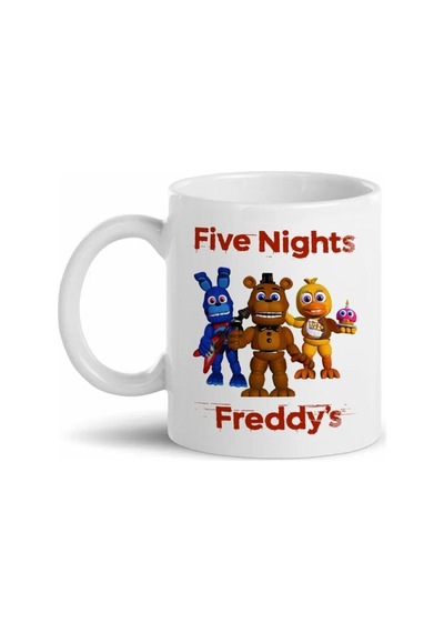 Five Nights Freddy's Baskılı Kupa Bardak D01 Beyaz