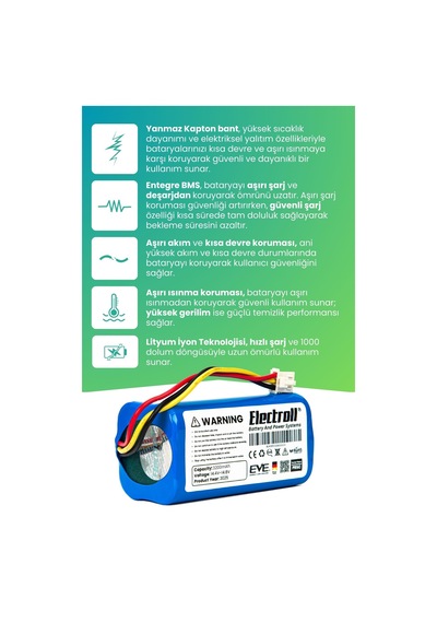 Sentar Mop 1s Uyumlu Batarya Ultra Yüksek Kapasite 3200mah Pil Robot Süpürge Bataryası