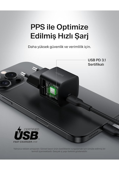 Belkin Usb-c 25 W Pd 3.0 Pps Hızlı Şarj Cihazı, Siyah 25w