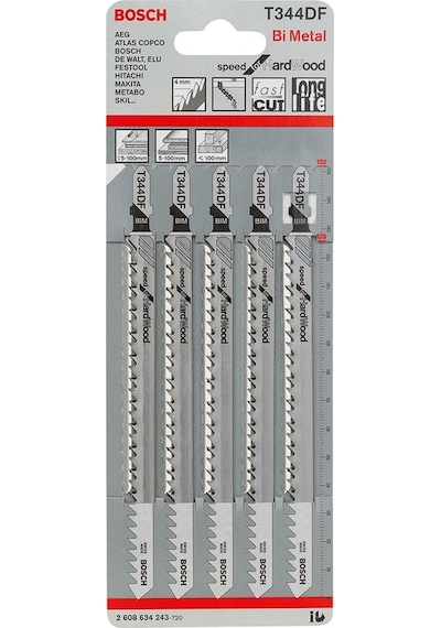 Bosch T 344 DF Speed For Hard Wood Dekupaj Testeresi Bıçağı 5'Li - 2608634243