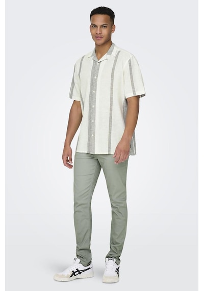 Only & Sons Erkek Onscaıden Kısa Kollu Keten Gömlek 22026109 Oliv Olive