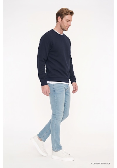 Ac&Co / Altınyıldız Classics  Erkek Lacı 2 İplik Sıcak Tutan Standart Fit Normal Kesim Bisiklet Yaka Sweatshirt Lacı Lacivert