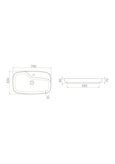 Turkuaz Seramik Cerastyle Nova Çanak Lavabo 70CM Tezgah Üstü Standart