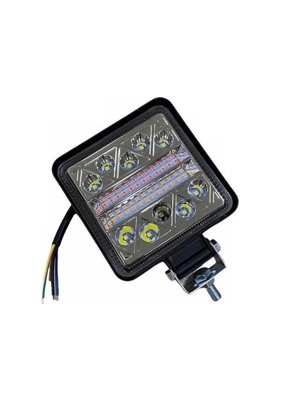 Tecnopoint Beyaz Led Sarı Kırmızı Çakarlı Kare Off Road Sis Farı Çalışma Lambası 26 Led 10-36v 102w