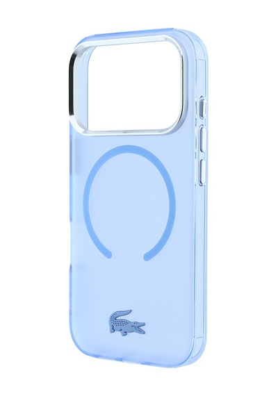 Apple Uyumlu iPhone 18 Pro Kılıf Lacoste Lisanslı M-safe C-magnet İkonik Timsah Logo Iml Frosted Kapak Açık Mavi