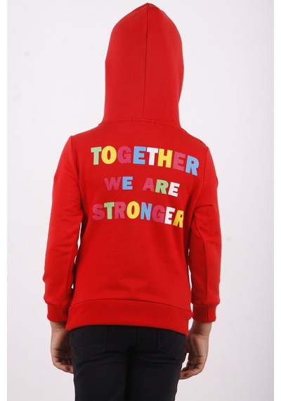 Toontoy Kız Çocuk Stronger Baskılı Sweatshirt Kırmızı