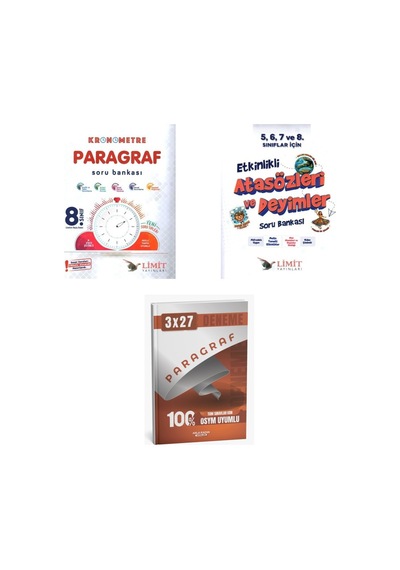 2027 8. Sınıf/lgs Limit Kronometre Paragraf Soru + Etkinlikli Atasözleri Ve Deyimler Soru + Ankapade 3'lü Set