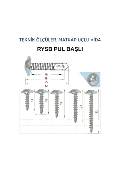 3,9x25 Mm Rysb Pul Başlı Matkap Uçlu Akıllı Vida - 1,000 Adet