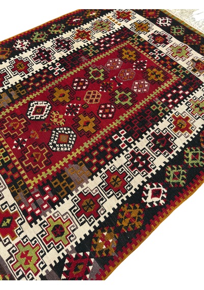 El Dokuma Antika Gömürgen Kilimi 112x150 Kök Boya %100 Yün Kilim