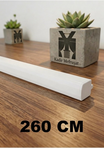 Beyaz Dekoratif Ray Alüminyum 2 Kanallı Dekoratif Metal Perde Kornişi Beyaz260cm - 853503874 Beyaz260cm
