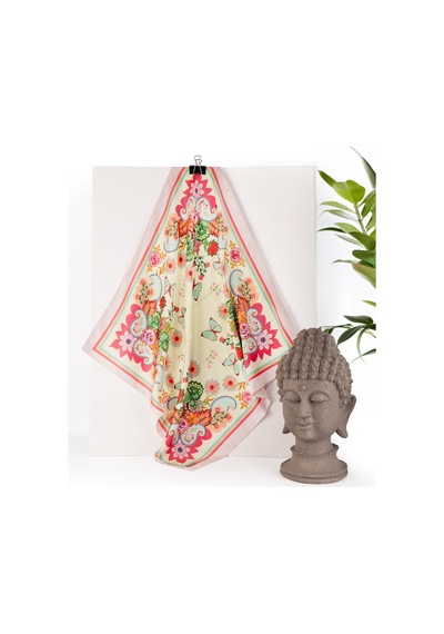 Inno 60x60 Cm Premium Saten Desenli Dikişli Fular Çok Renkli
