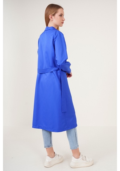 Bigdart 5853 Kruvaze Yaka Trençkot - Saks 001