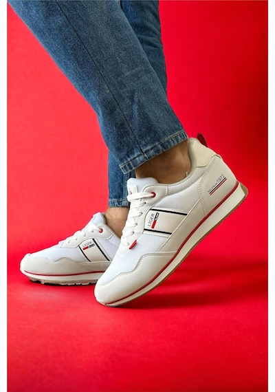 Erkek Günlük Sneaker Spor Ayakkabı Beyaz - Kırmızı-Beyaz - Kırmızı