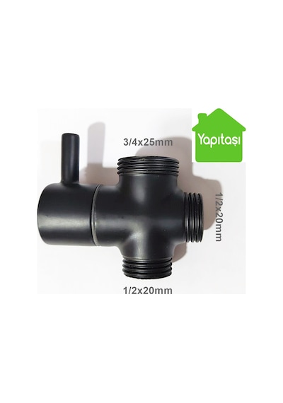 Yapıtaşı Yt143 Kartepe Siyah Robot Duş Yönlendirici 3/4 x 1/2 x 1/2 Siyah