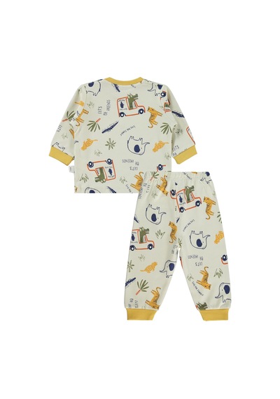 Civil Baby Araba Baskılı 6-18 Ay Pijama Takımı - Hardal