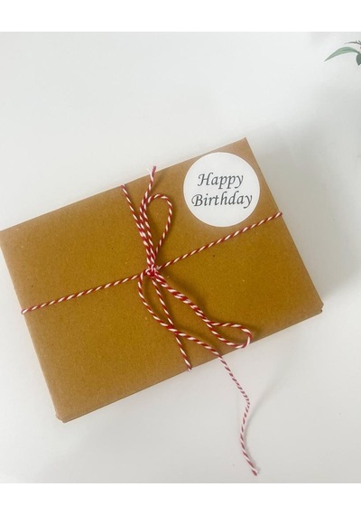 Happy Birthday Siyah el Yazılı 5 cm Yuvarlak Yapışkanlı Etiket 100 Adet