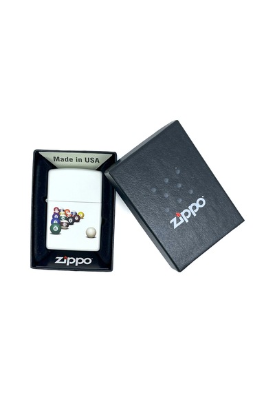 Zippo 8 Ball White Matte Dizayn Çakmak Beyaz