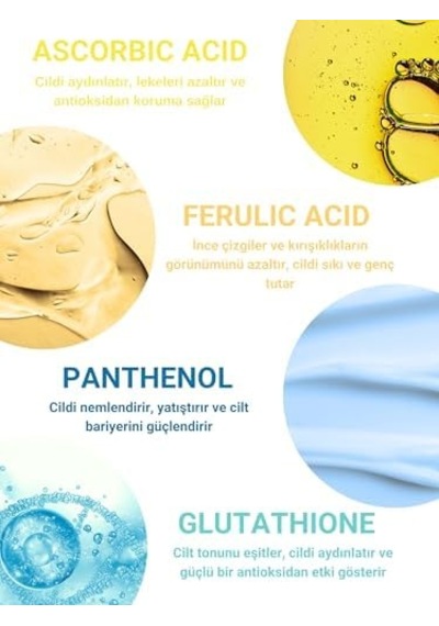 The Vivia Leke Karşıtı Aydınlatıcı C Vitamini Serum Glutatyon,%20 Askorbik Asit,%5 Ferulik Asit 30 Ml
