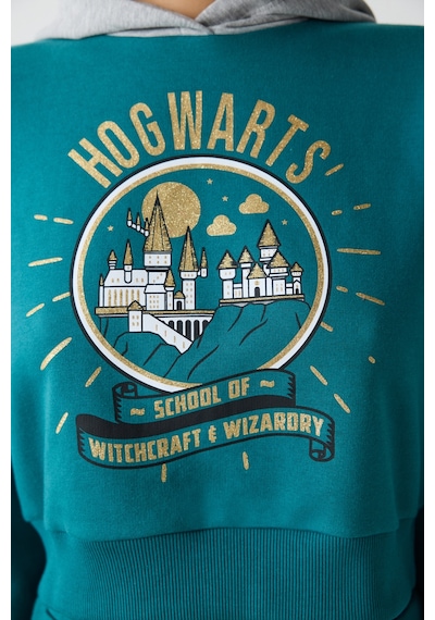 Penti Petrol Yeşili Harry Potter Baskılı Kapüşonlu Sweatshirt Petrol Mavısı Petrol Mavisi
