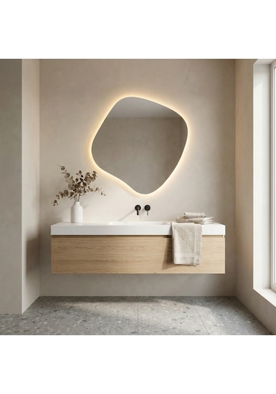 30x30 Cm Organic Form Dimmable Dokunmatik Led Ayna Günışığı 3000k Sarı