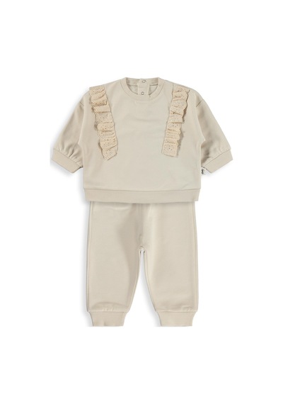 Civil Baby Fırfırlı Basic 6-18 Ay Takım - Bej Taş Rengi