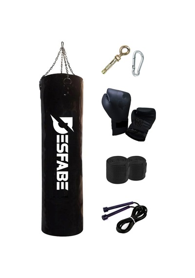 Desfabe BSS 120x32Cm Zincirli Kum Torba+Aparat+Eldiven+Bandaj+İp Siyah