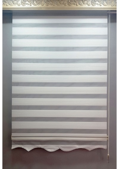 1.Kalite Beyaz Ve Ekru Dar Plıselı Zebra Perde