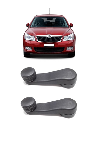 Skoda Octavia 2009-2012 Uyumlu Manuel Çevirmeli Cam Açma Kapama Kolu Siyah 2 Adet Takım 1h0837581