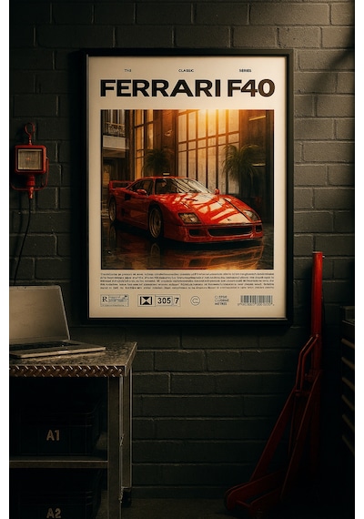 Ferrari F40 Car Serie Özel Tasarım Siyah Çerçeveli Tablo Poster