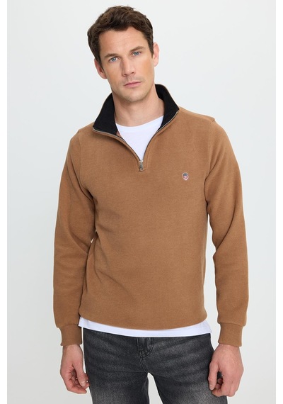 Tudors Erkek Slim Fit Dar Kesim Pamuklu Selanik Kumaş Dik Yaka Kiremit Sweatshirt-41889 Kiremit Tudors Erkek Slim Fit Dar Kesim Pamuklu Selanik Kumaş Dik Yaka Kiremit Sweatshirt-41889 Kiremit