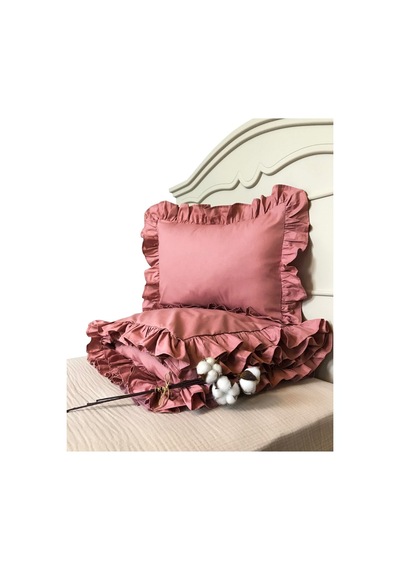 Fırfırlı Nevresim Takımı Dusty Rose Tek Kişilik 2 Parça 160 X 220 Cm Gülkurusu
