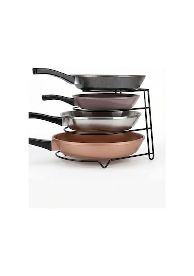 Ayrex Orret Home Metal 4 Katlı Tava Rafı Düzenleyici Organizer Dik Ve Yatay Kullanım Tencere Tava Standı, Dolap Diğer