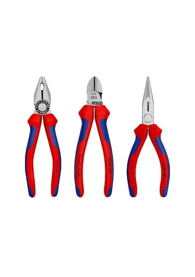 Knipex 3'lü Set Kombine Pense 180 mm Yan Keski 160 mm Karagaburun 160 mm Set