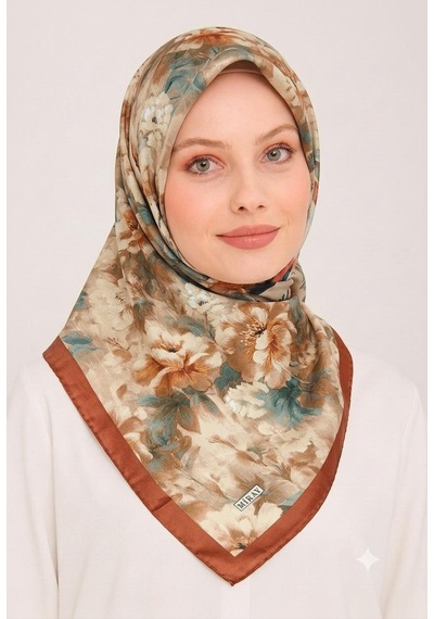 Miray Nevada Büyük Boy Organik Pamuk Eşarp - 120 X 120 - 06580 Kiremit