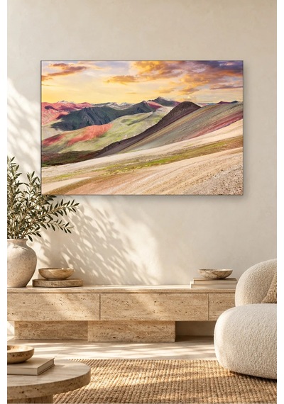 Fida Gün Batımında Gökkuşağı Dağları Canvas Tablo Çok Renkli