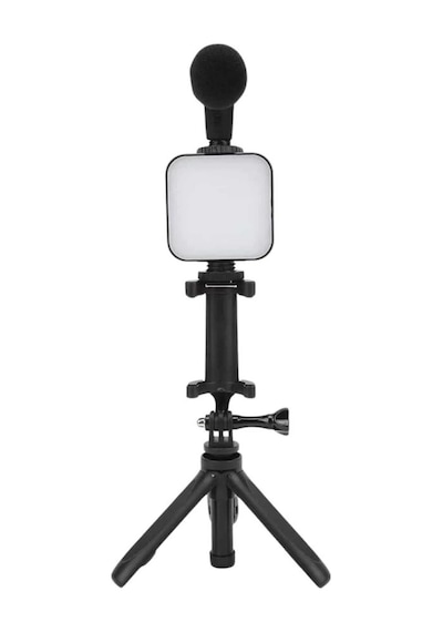 Mey İthalat Telefon Tutucu Mini Mikrofonlu Tripod Vlog Çekim Video -