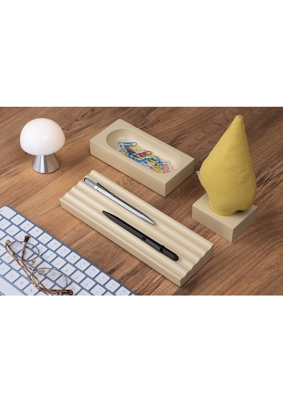 Kayigo Woody Krem Üçlü Ofis  Seti - Sarı Ladin