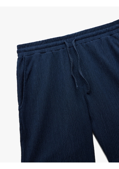 Koton Dokulu Oversize Bermuda Beli Bağcıklı Spor Şort Lacivert 5sam40058nk Lacivert