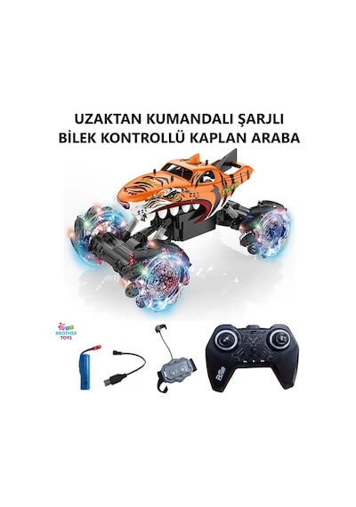 1:15 Büyük Boy Şarjlı Işıklı Uzaktan Kumandalı Bilek Kontrollü Köpekbalığı Kaplan Araba 28 Cm. Kaplan