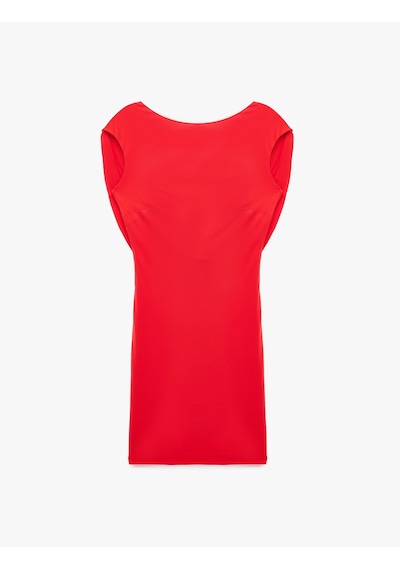 Koton Metal Aksesuarlı Kolsuz Degaje Yaka Bodycon Mini Abiye Elbise Kırmızı 6sak80070fk