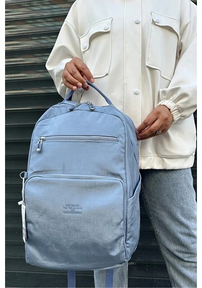 Just Polo Kadın İthal Klinkır Kumaş Şık Ve Lüks Sırt Çantası Shopper Mavi
